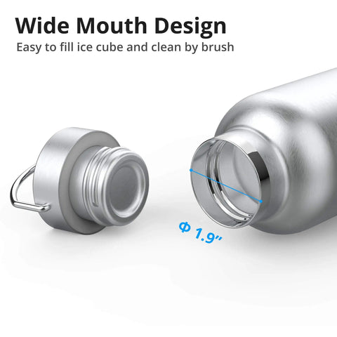 Wide mouth design of Heavy Duty 34oz Vacuum Insulated Stainless Steel Water Bottle for easy filling and cleaning.