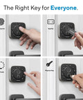 Bolt Pro WiFi Smart Deadbolt Lock With Apple Home Key Matter Support Biometric Fingerprint Reader Auto Unlock And Siri Alexa Google Voice Control For No-Sweat Access showing various access methods including fingerprint, key fob, pin code, and physical key.
