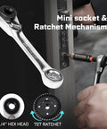 Mini wrench and ratchet mechanism from 82 Piece Impact Screwdriver Bits Set With Magnetic S2 Steel Bits Pro Grade in use