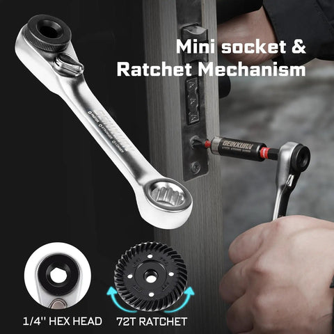 Mini wrench and ratchet mechanism from 82 Piece Impact Screwdriver Bits Set With Magnetic S2 Steel Bits Pro Grade in use