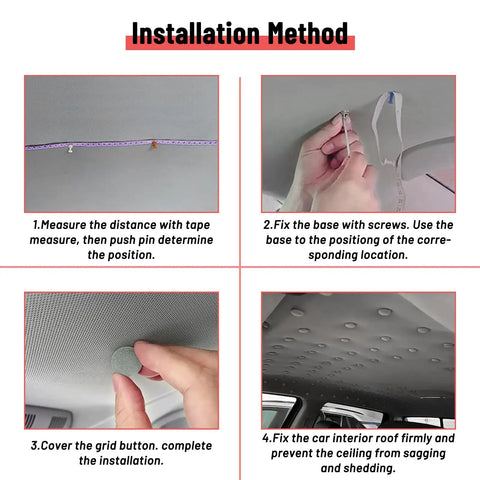 Installation steps for 65 Set Car Roof Headliner Repair Kit With 262 Pcs Auto Roof Snap Rivets Retainer For Interior Ceiling Cloth Fixing Buckle And Installation Tool Beige Flannelette
