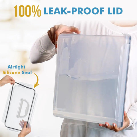 Person holding transparent container showcasing 2 Pack Extra Large Food Storage Containers With Lids 11L BPA Free Airtight