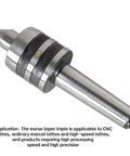 Side view: MT4 60-degree live bearing tailstock center, metal with knurled collar for CNC lathes.