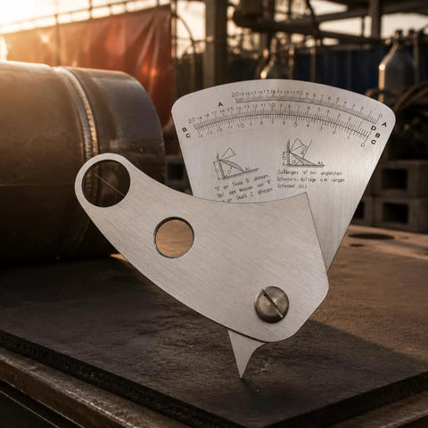 Stainless Steel Weld Gauge With Inch Scale For Fabrication And Weld Setup Rust Resistant Workshop Tool For Welders Metalworkers Factories And Industrial Jobs showing angle measurement details.