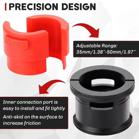 Precision design of Universal Motorcycle Fork Seal Driver Kit with adjustable adapter sizes 35mm to 50mm.