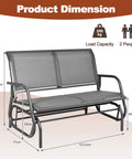 Built For Two Patio Glider With Rocking Swing Bench For Outdoor Chill Heavy Duty Steel Frame Breathable Seat Fabric Dimensions