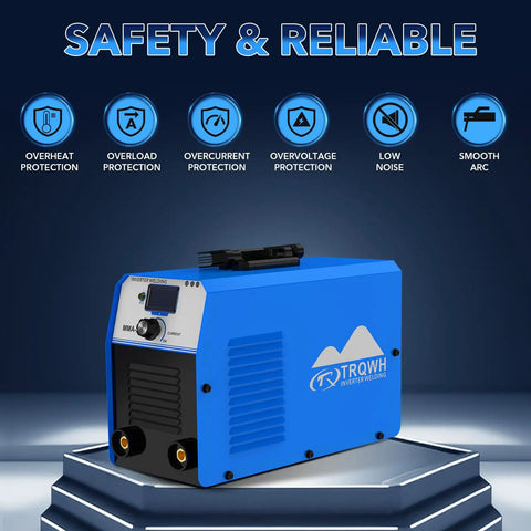 Dual Voltage 110V/220V MMA Welder With IGBT Inverter, Portable Arc Welder on display platform highlighting safety features