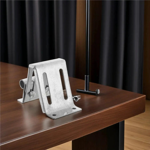 Heavy Duty Garage Door Bracket And Hinges Kit for Smooth Quiet Operation, metal bracket on wooden table, 3 piece set