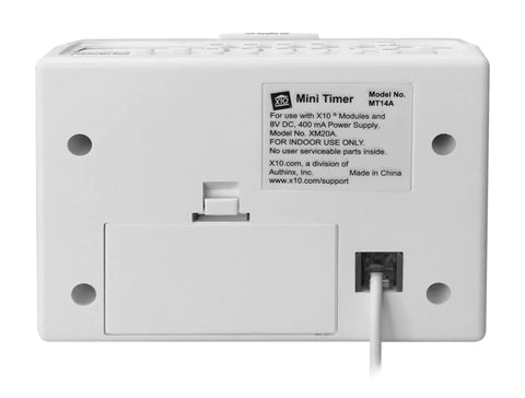 Back view of 64 Event LCD Mini Timer Alarm Clock For Smart Home Lighting And Appliance Control Easy Setup device with cord.