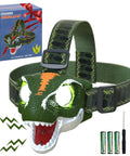 Kid Friendly LED Headlamp For Outdoor Adventures With Roar And Silent Modes Lightweight ThreePointFourOunce Battery Included