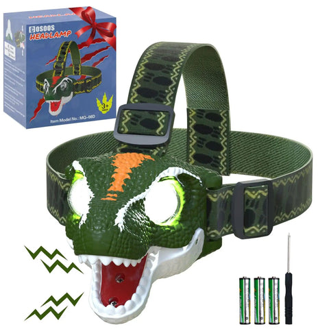 Kid Friendly LED Headlamp For Outdoor Adventures With Roar And Silent Modes Lightweight ThreePointFourOunce Battery Included