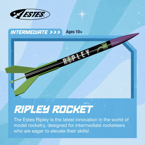 Ripley Rocket Intermediate Model Rocket Kit With Recovery Parachute, Decals, Body Tubes, And Guidance For Hands On STEM Learning