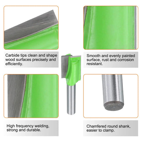 Pro Grade Bottom Cleaning Router Bit With One Quarter Inch Shank Carbide Tip For Spoilboard Surfacing Planing And Slab Flattening