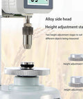 Dead On Accurate Mini Digital Grain Durometer With Slick Backlit LCD Display And Quick KG N Unit Switching For No Sweat Precision Testing In Labs Or Field Work showing alloy side head and height adjustment features.