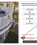 Railing Mount Deck Hook Heavy Duty Shepherds Bracket For Outdoor Plant Hangers And Bird Feeders with extended arm on deck