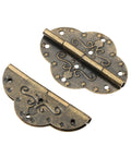 Two Pack Antique Bronze Cabinet Hinges Heavy Duty Furniture Fittings For Wooden Boxes And Drawers Boasting Smooth As Butter Movement.