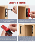 Easy installation steps for Sturdy 3 Pack Cabinet Magnets That Lock Like A Champ With Double Magnet Power for children safety.