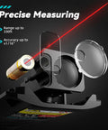 Laser Measuring Tool With 2.4 Inch Color Backlit Display, 330 Ft Range, Plus Or Minus One Sixteenth Inch Accuracy, Rugged, Lightweight, Jobsite Ready For Big Measurements And Quick Layouts exploded laser module view with red beam