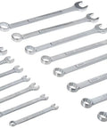 Metric Wrench Set 15-Piece With 12-Point Box End Chrome Finish And Quick Engagement For Pros 15 Degree Offset For Knuckle Clearance
