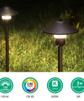Low Voltage Pathway Lights, 3W 150LM Warm White 3000K, 16.5 Inches Tall LED Landscape Lighting illuminating a garden path