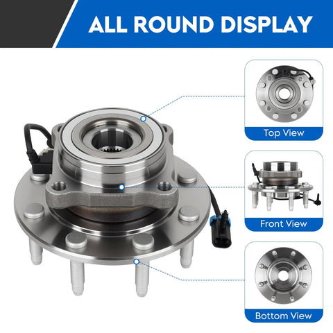 4X4 Front Wheel Bearing And Hub Assembly For Chevy Avalanche Suburban Silverado 1500 2500 3500 HD And GMC Sierra 1500 2500 3500 HD Yukon XL 2500 Hummer H2 8 Lug With ABS 1 Piece Replacement in all views