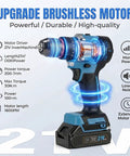 21V Brushless Cordless Drill Driver Kit With Dual Batteries And Quick Charge Station, Heavy Hitter 64.9 Nm Torque, 25 Plus 1 Clutch, 2 Speed Gears Ideal For Weekend Warrior Diy Furniture Builds - featuring detailed brushless motor.
