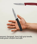 12 Piece Paring Knife Set for Home and Commercial Kitchens With Multipurpose Small Utility Knives and a Sharp German Steel Blade for Peeling Trimming Garnishing Slicing Black and Red Handles