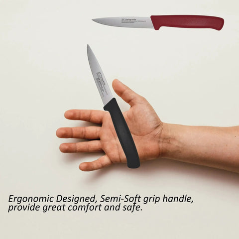 12 Piece Paring Knife Set for Home and Commercial Kitchens With Multipurpose Small Utility Knives and a Sharp German Steel Blade for Peeling Trimming Garnishing Slicing Black and Red Handles