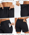 Women's Athletic Hiking Running Shorts With Pockets Lightweight Quick Dry Outdoor Active Shorts showing drawstring and waistband