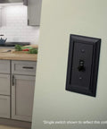 Decorative Matte Black Light Switch Cover Wall Plate 1-Gang Toggle Guard in modern kitchen, solid zinc construction