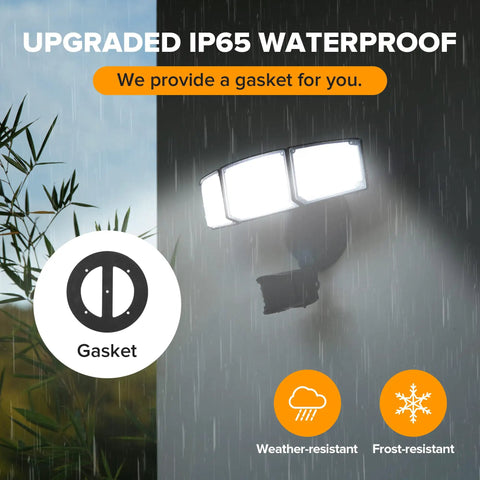 Heavy Hitting Three Head Led Security Flood Light 72W 7500 Lumens Keeps Your Place Guarded With Broad Motion Detection IP65 Weatherproof Dusk Till Dawn Auto Trigger Outdoor Lighting