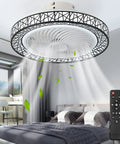 Modern 20 Inch Bladeless Ceiling Fan With Light Low Profile Recessed Fan 72W LED Light Remote Control over bedroom