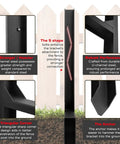 Heavy Duty 45 Degree Angle Brackets Post Anchor Ground Spike Kit With All Hardware For Gazebos Treehouses Patios And Cabins detailed view of U-channel steel design and bracket features.