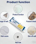 Drywall Patch Repair Kit With Scraper And Nozzle Extender, 5.3oz Paste Filler showing uses for wall damage and cracks.