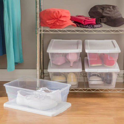 Slick Stackable Clear Plastic Storage Bins 6 Quart Capacity 12 Pack Ideal For Keeping Dorm Setup And Home Base Hella Neat While Organizing Craft Supplies Office Tools And Daily Essentials With Easy Grip Lids And Sturdy Build