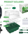4 Pack Seed Starter Kit With Grow Light Trays, Auto Timer And Adjustable Brightness, Thick Seedling Trays With Humidity Domes