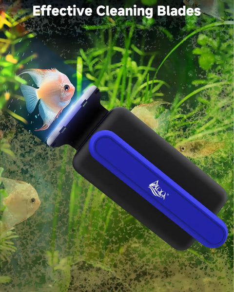 Magnetic Aquarium Glass Cleaner Dual Sided Algae Scraper With Two Blades For Easy Scrub In Glass Tanks 0.2 To 0.4 Inch Thick Slim Design For Tight Corners No Fuss Cleanup on aquarium glass