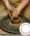 Two 8-inch aluminum Lazy Susan bearings for rotating turntables; inset shows ring; background clay pot on wheel
