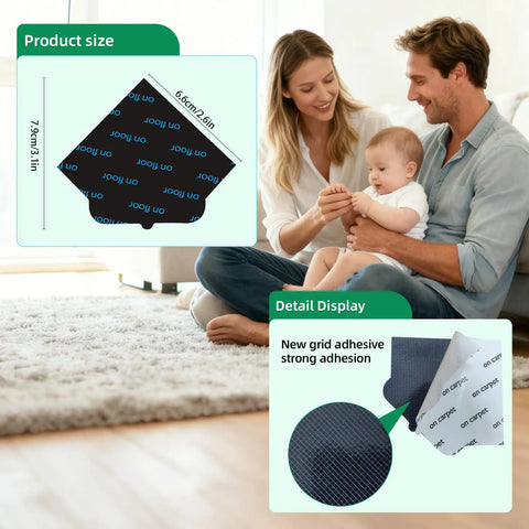 8 Pack Non Slip Rug Pads With Double Sided Adhesive Extra Thick 2Mm Grid Grip Rug Underlay size details and family on rug