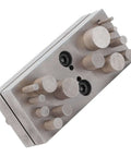 Disc Cutter Punch Set 14Pcs for Jewelry Making and Metal Gasket Punching, flat bottom die cutter with five hole sizes showcased.