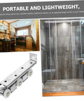 Top Tier Sliding Barn Door Track Roller System With Whisper Quiet Wheels for Kitchen Pantry or Bathroom use, featuring durable stainless steel.