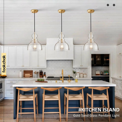 Gold Seeded Glass Pendant Lights For Kitchen Island And Hallway Large Hand Blown Brass Ceiling Pendant Fixture Over Table 10 Inch Modern Vintage Style Lighting For Kitchen Sink And Entryway Showpiece Vibe