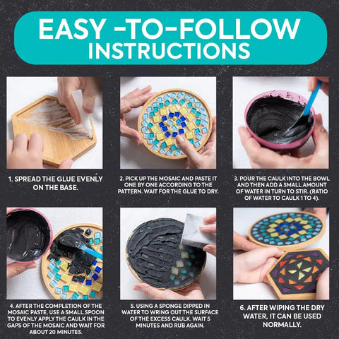 Step-by-step guide for Set of 2 Mosaic Kits for Adults, Diy Stained Glass Craft for Beginners, Handmade Gift for Women, Calming Activity.