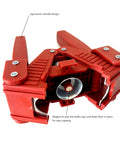 Manual Beer Bottle Capper Tool With 150 Count 26mm Crown Caps in red ABS, ergonomic design, shown in close-up view.