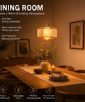Plug In Dimmable Pendant Light Featuring Amber Drum Glass And Gold Fabric Inner Shade, Vintage Swag Hanging Lamp over dining table.