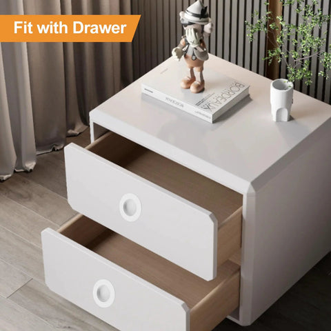 4 Pack White Round Recessed Cabinet Handles 65mm Stainless Steel Sliding Door Pulls on white drawer
