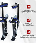 Adjustable Aluminum Drywall Stilts For Painting And Cleaning, Height Range Fifteen To Twenty Three Inches, Lightweight Tool Stilts