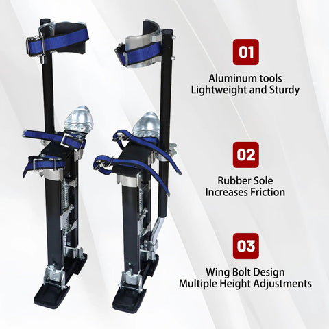 Adjustable Aluminum Drywall Stilts For Painting And Cleaning, Height Range Fifteen To Twenty Three Inches, Lightweight Tool Stilts