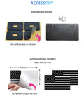 Shockproof sticker and American flag stickers with self-adhesive back, accessories for American Flag Front Bumper License Plate With 3D Embossed Patriot Design, Black Plastic Car Plate With Screws, Weatherproof Rust-Free Construction, Durable All-Weather Front Mount Tag For Cars And Trucks