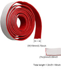 Rolled red and white replacement piano spring rail felt for keyboard maintenance, 51.18 by 0.75 inch, EVA material, close-up view.